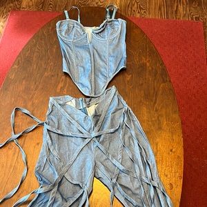 New 2 pc posh By v pant set with tank corset top and fitted pants size small
